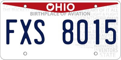 OH license plate FXS8015