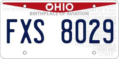 OH license plate FXS8029
