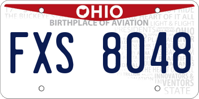 OH license plate FXS8048
