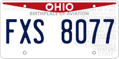 OH license plate FXS8077
