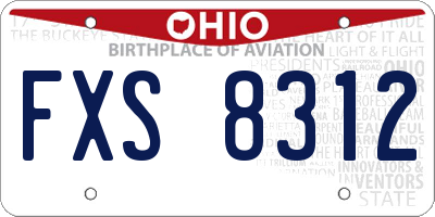 OH license plate FXS8312