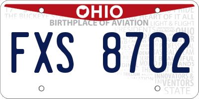 OH license plate FXS8702