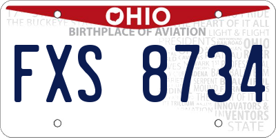 OH license plate FXS8734