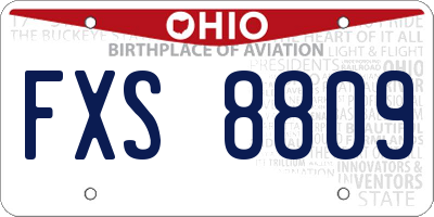 OH license plate FXS8809