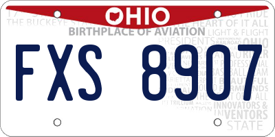 OH license plate FXS8907