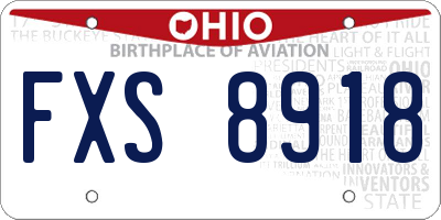 OH license plate FXS8918