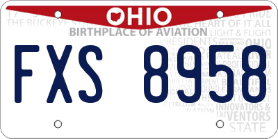 OH license plate FXS8958