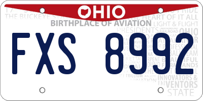OH license plate FXS8992