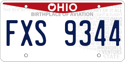 OH license plate FXS9344