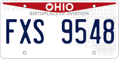 OH license plate FXS9548
