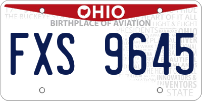 OH license plate FXS9645
