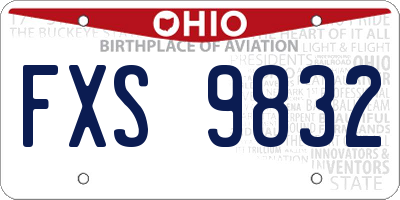 OH license plate FXS9832