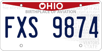 OH license plate FXS9874