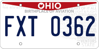 OH license plate FXT0362