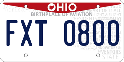 OH license plate FXT0800