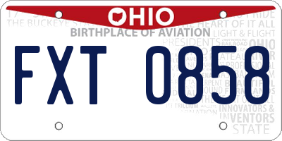 OH license plate FXT0858
