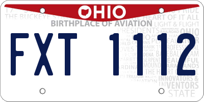 OH license plate FXT1112