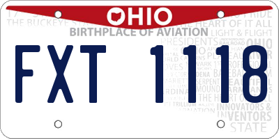 OH license plate FXT1118