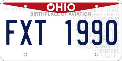 OH license plate FXT1990