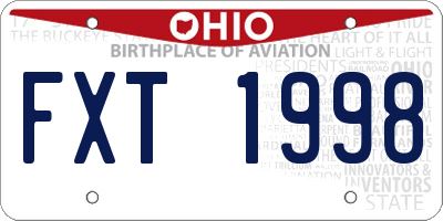 OH license plate FXT1998