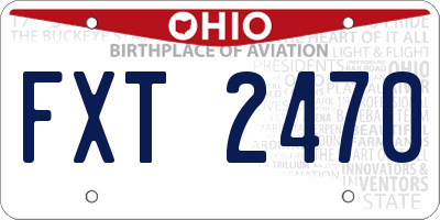 OH license plate FXT2470