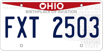 OH license plate FXT2503