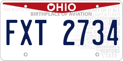 OH license plate FXT2734