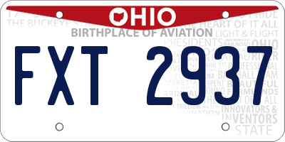 OH license plate FXT2937