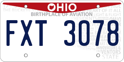 OH license plate FXT3078