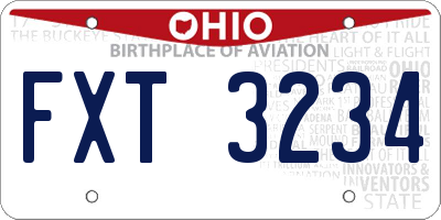 OH license plate FXT3234