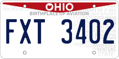 OH license plate FXT3402