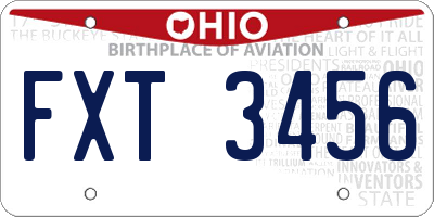 OH license plate FXT3456