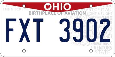 OH license plate FXT3902