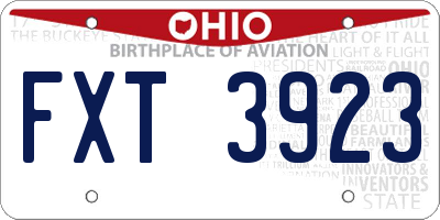 OH license plate FXT3923