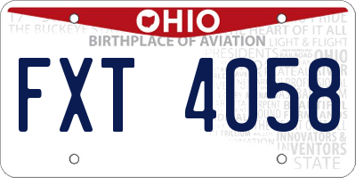 OH license plate FXT4058