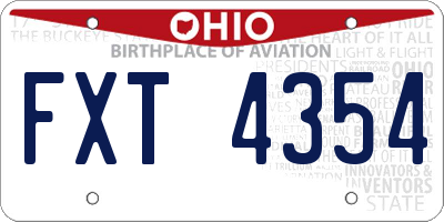 OH license plate FXT4354