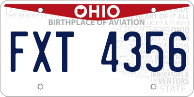 OH license plate FXT4356