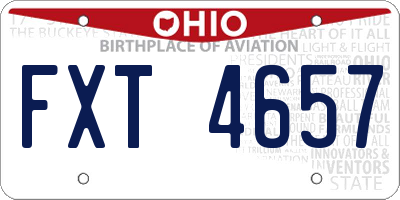 OH license plate FXT4657