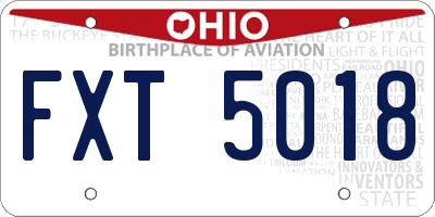 OH license plate FXT5018