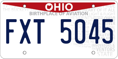 OH license plate FXT5045