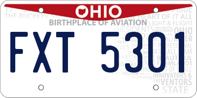 OH license plate FXT5301