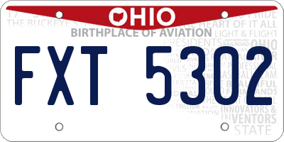 OH license plate FXT5302