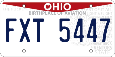 OH license plate FXT5447