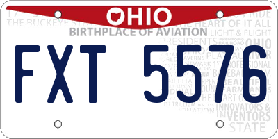 OH license plate FXT5576