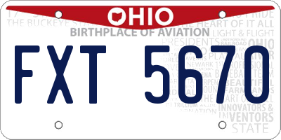 OH license plate FXT5670