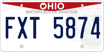 OH license plate FXT5874