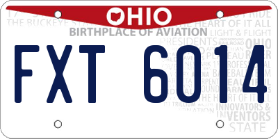 OH license plate FXT6014