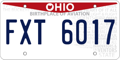 OH license plate FXT6017