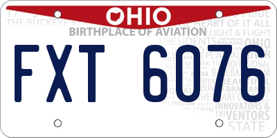OH license plate FXT6076
