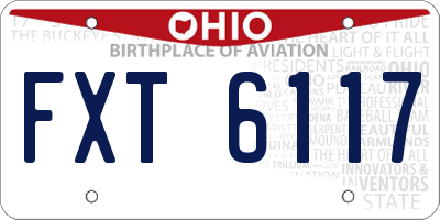 OH license plate FXT6117